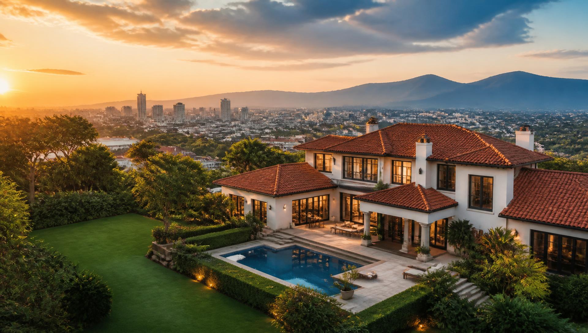 Luxury villa in Kenya at sunset